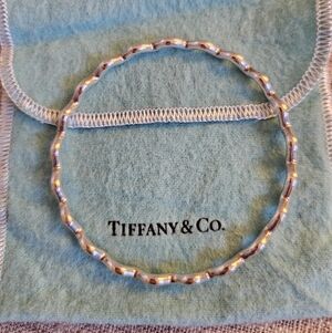 Tiffany & Co. Paloma Picasso Sterling Silver Zigzag Wave Bangle Bracelet 8in